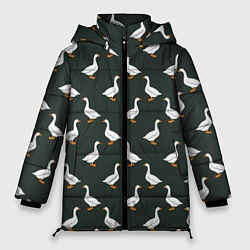 Куртка зимняя женская Гуси паттерн, цвет: 3D-светло-серый