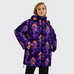 Куртка зимняя женская Грибы психоделика, цвет: 3D-черный — фото 2