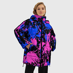 Куртка зимняя женская НЕОНОВЫЕ БРЫЗГИ КРАСОК, ЯРКИЕ КРАСКИ, цвет: 3D-светло-серый — фото 2
