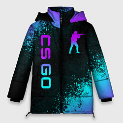 Куртка зимняя женская CS GO NEON SYMBOL STYLE SKIN КС ГО НЕОН, цвет: 3D-черный