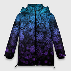 Куртка зимняя женская КРАСИВЫЕ СНЕЖИНКИ ГРАДИЕНТ, цвет: 3D-черный