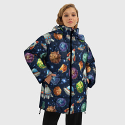 Куртка зимняя женская Турне по космосу, цвет: 3D-красный — фото 2