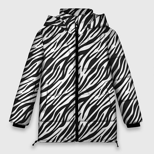 Женская зимняя куртка Чёрно-Белые полоски Зебры / 3D-Светло-серый – фото 1