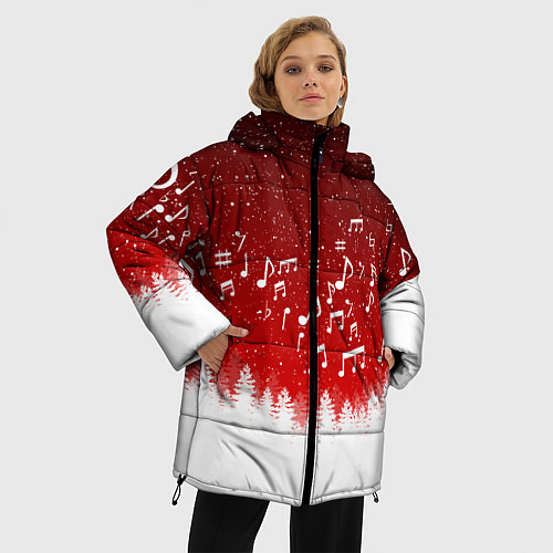 Женская зимняя куртка МУЗЫКАЛЬНАЯ НОВОГОДНЯЯ НОЧЬ 2022 НОВЫЙ ГОД / 3D-Черный – фото 3
