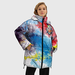 Куртка зимняя женская Красочный лев на цветном облаке, цвет: 3D-светло-серый — фото 2