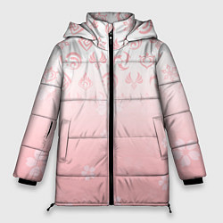 Куртка зимняя женская ГЕНШИН ИМПАКТ ЯПОНИЯ САКУРА ЦВЕТОК, цвет: 3D-черный