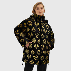 Куртка зимняя женская GOLDEN GENSHIN IMPACT PATTERN ЗОЛОТО ГЕНШИН ИМПАКТ, цвет: 3D-черный — фото 2