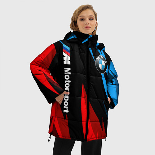 Женская зимняя куртка BMW Логотип Узор / 3D-Черный – фото 3