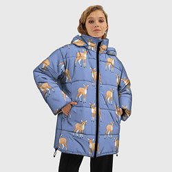 Куртка зимняя женская Оленята паттерн, цвет: 3D-красный — фото 2