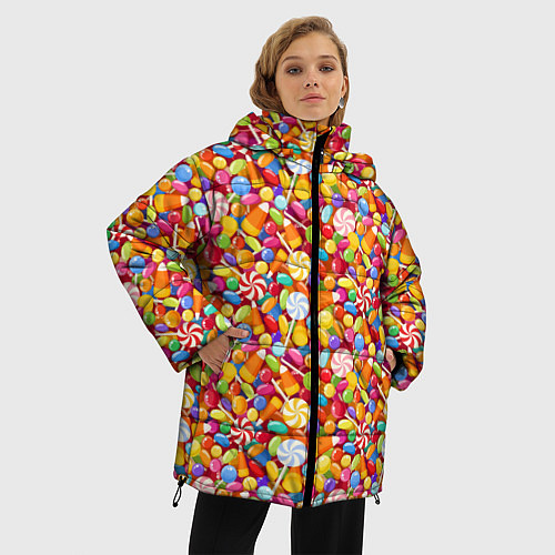 Женская зимняя куртка Конфеты и Леденцы / 3D-Черный – фото 3