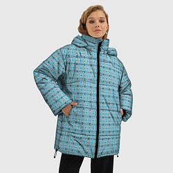 Куртка зимняя женская Новогодний узор голубой, цвет: 3D-черный — фото 2