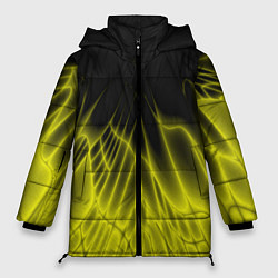 Куртка зимняя женская Коллекция Rays Лучи Желтый и черный Абстракция 662, цвет: 3D-черный