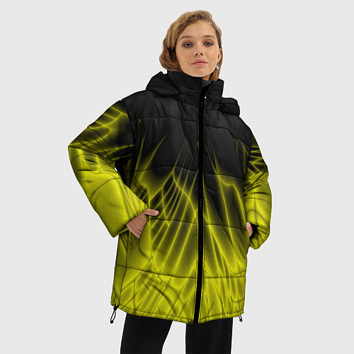 Женская зимняя куртка Коллекция Rays Лучи Желтый и черный Абстракция 662 / 3D-Черный – фото 3