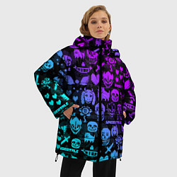 Куртка зимняя женская UNDERTALE NEON PATTERN УЗОР, цвет: 3D-светло-серый — фото 2