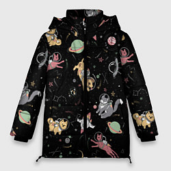 Куртка зимняя женская Космические коты, цвет: 3D-светло-серый