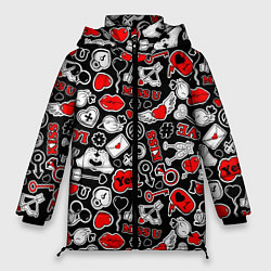 Куртка зимняя женская Влюблённость Love, цвет: 3D-красный