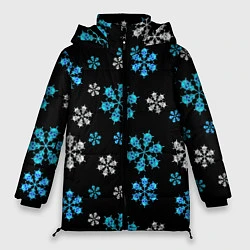 Куртка зимняя женская Снежинки Черепа черный, цвет: 3D-светло-серый