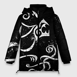Куртка зимняя женская ТАТУИРОВКА ДРАКЕНА WHITE AND BLACK, цвет: 3D-красный