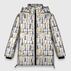 Куртка зимняя женская Шахматы фигуры, цвет: 3D-черный