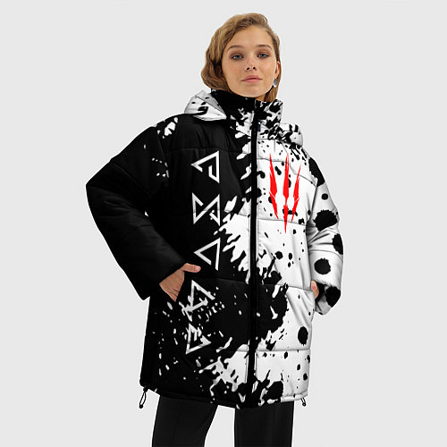 Женская зимняя куртка The Witcher black & white / 3D-Черный – фото 3