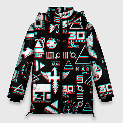 Женская зимняя куртка 30 Seconds to Mars - Glitch / 3D-Красный – фото 1