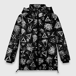 Куртка зимняя женская ВЕДЬМАЧЬИ ЗНАКИ И ШКОЛЫ, цвет: 3D-черный