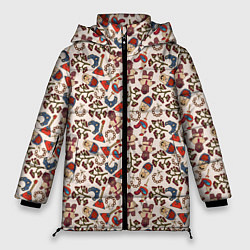 Куртка зимняя женская Россия паттерн светлый, цвет: 3D-красный