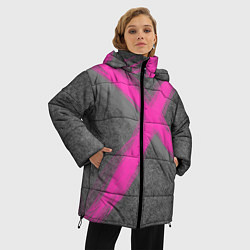 Куртка зимняя женская Коллекция Get inspired! Pink cross Абстракция Fl-4, цвет: 3D-светло-серый — фото 2