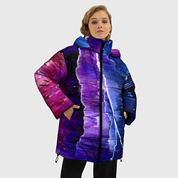 Куртка зимняя женская Космическая молния, глитч, цвет: 3D-светло-серый — фото 2