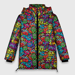 Куртка зимняя женская Забавные Монстрики, цвет: 3D-красный