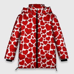 Куртка зимняя женская Красные Сердечки LOVE, цвет: 3D-красный