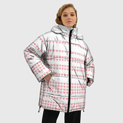 Куртка зимняя женская Фон с сердечками, цвет: 3D-черный — фото 2