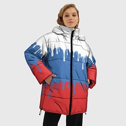Куртка зимняя женская Флаг России потёки, цвет: 3D-красный — фото 2