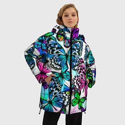 Куртка зимняя женская Рой цветных бабочек, цвет: 3D-светло-серый — фото 2