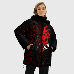 Куртка зимняя женская SAMURAI CYBERPUNK 2077 КИБЕРПАНК 2077 БРЫЗГИ, цвет: 3D-светло-серый — фото 2