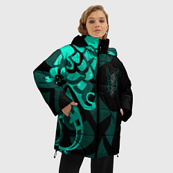 Куртка зимняя женская МАСКА И ТАТУИРОВКА СЯО XIAO ГЕНШИН, цвет: 3D-светло-серый — фото 2