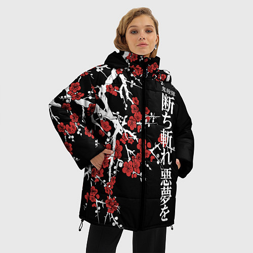 Женская зимняя куртка Корпус бойни демонов / 3D-Черный – фото 3