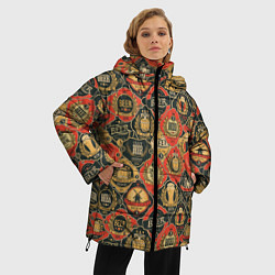 Куртка зимняя женская Пивные Этикетки, цвет: 3D-красный — фото 2