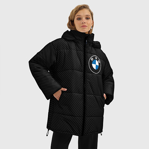 Женская зимняя куртка BMW LOGO CARBON ЧЕРНЫЙ КАРБОН / 3D-Черный – фото 3