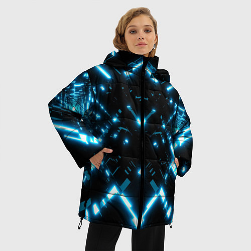 Женская зимняя куртка Силуэт электронных систем / 3D-Черный – фото 3