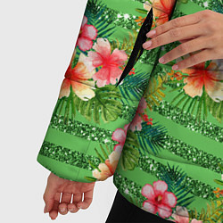 Куртка зимняя женская Летние цветочки и блестки, цвет: 3D-светло-серый — фото 2