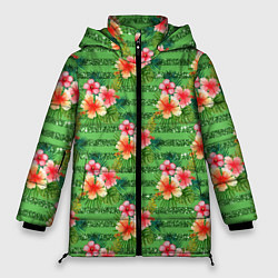Женская зимняя куртка Летние цветочки и блестки