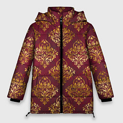 Куртка зимняя женская Классические золотые узоры, цвет: 3D-красный