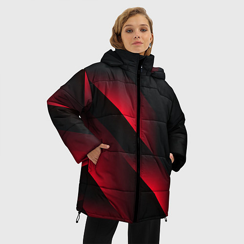 Женская зимняя куртка Red Fade 3D Красный градиент / 3D-Черный – фото 3