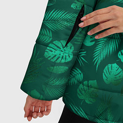 Куртка зимняя женская Яркие зеленые листья, цвет: 3D-светло-серый — фото 2