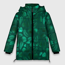 Куртка зимняя женская Яркие зеленые листья, цвет: 3D-светло-серый