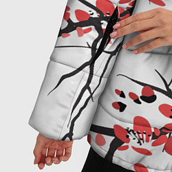 Куртка зимняя женская Распустившиеся цветы, цвет: 3D-красный — фото 2