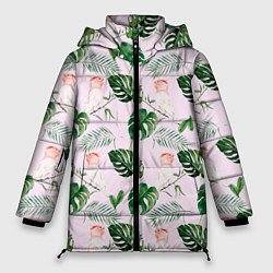 Женская зимняя куртка Листья и белые птички