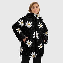 Куртка зимняя женская Daisies Ромашки, цвет: 3D-черный — фото 2