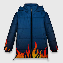 Женская зимняя куртка Пламя огня синий фон